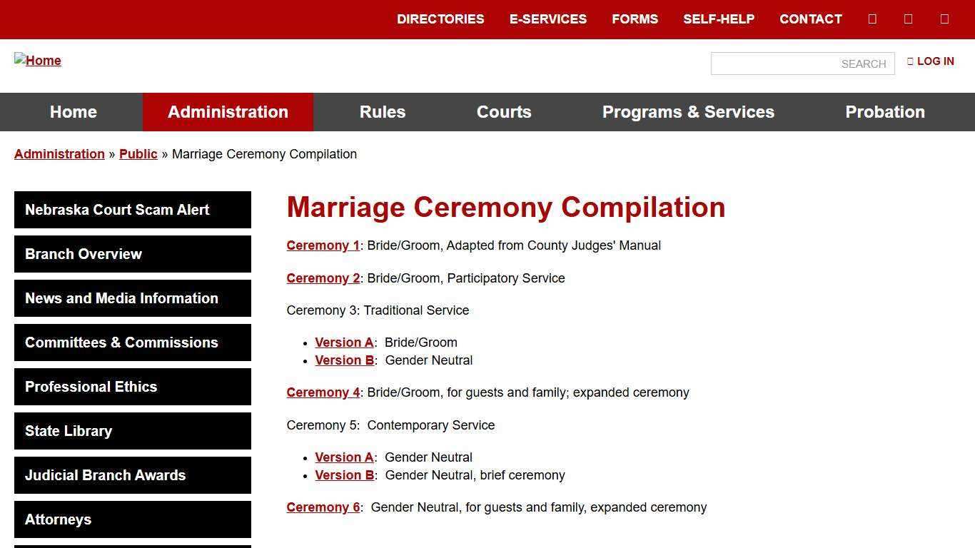 Marriage Ceremony Compilation | Nebraska Judicial Branch